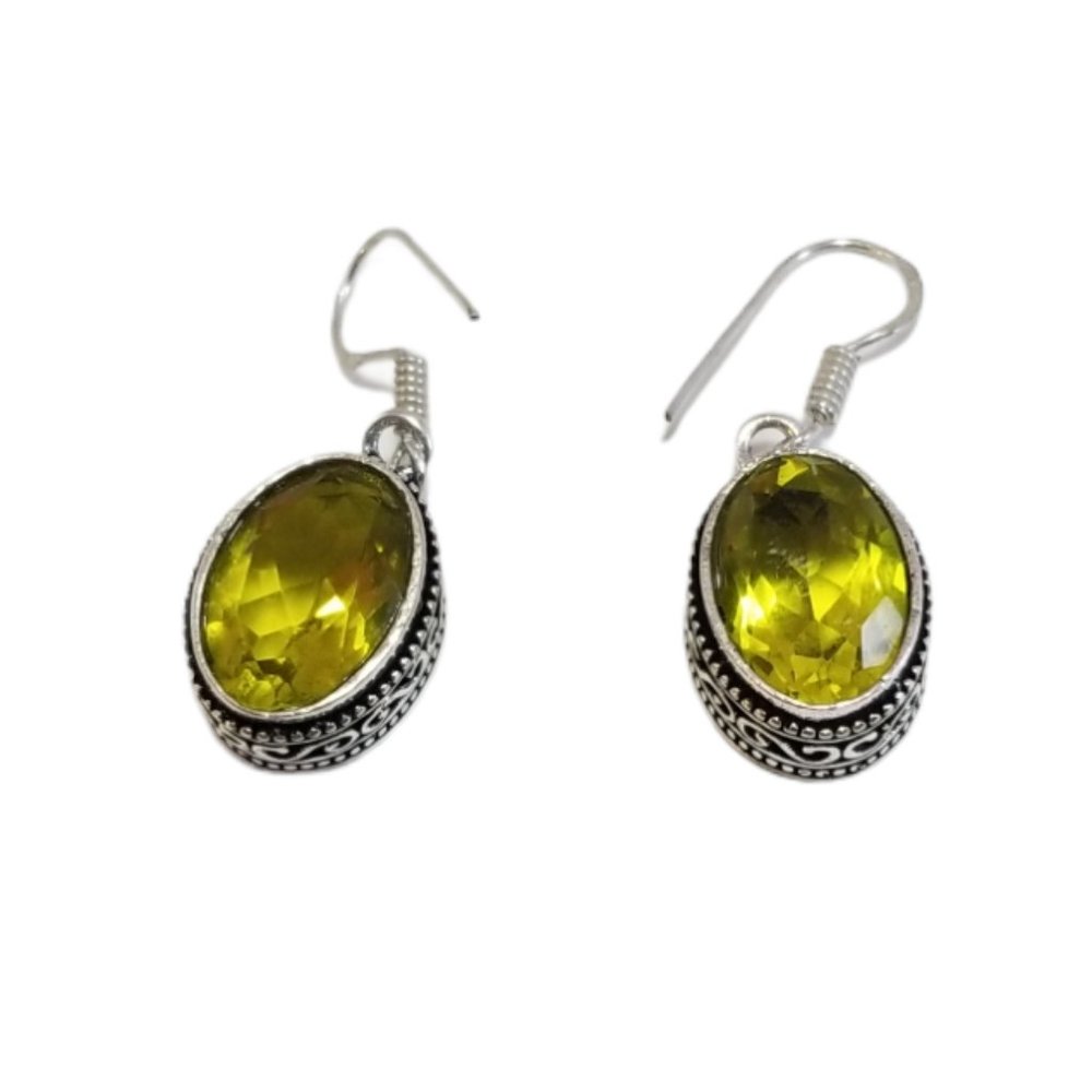 Handmade Genuine Citrine .925 Sterling Silver Earrings Jewelry